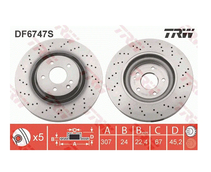 BMW MINI F39 F40 F44 F45 F46 F48 F54 F55 F56 F57 F60 F65 F66 F67 F70 F74 U06 U10 U11 U25 Ön Fren Diski DF6747S